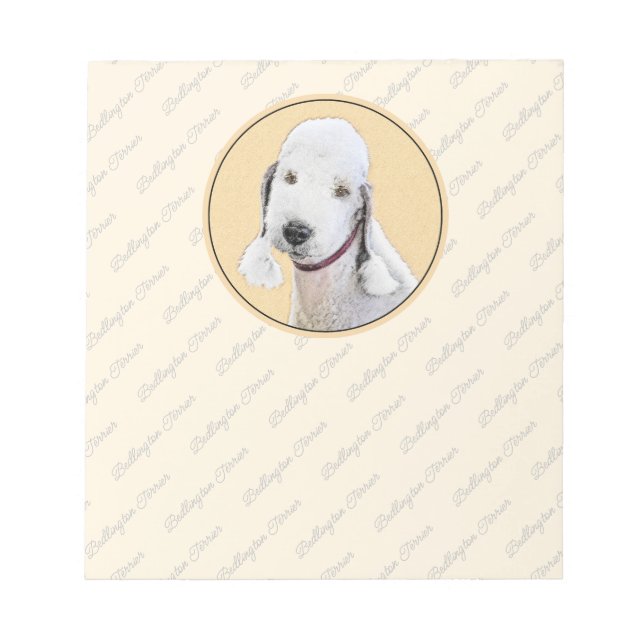 Bloco De Notas Pintura de Bedlington Terrier - Arte de Cachorro O (Frente)