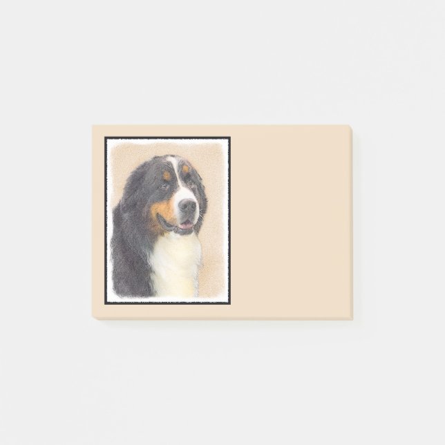 Bloco De Notas Pintura De Cão Da Montanha Bernese - Arte Original (Frente)
