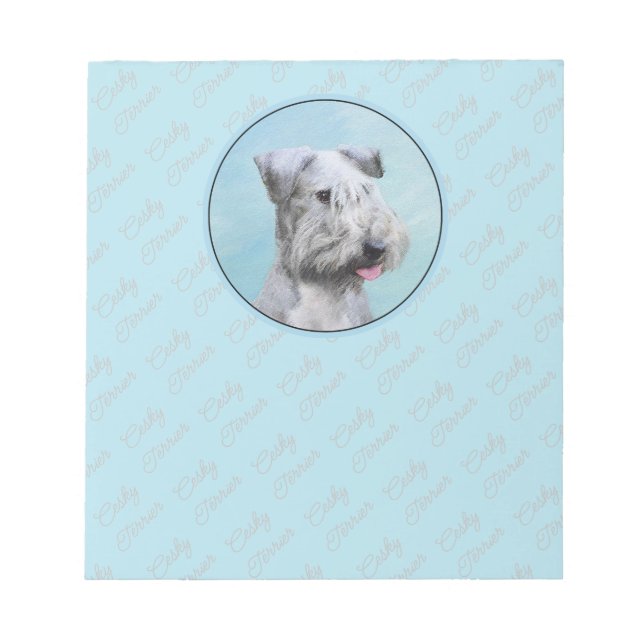 Bloco De Notas Pintura de Cesky Terrier - Arte de Cachorro Origin (Frente)