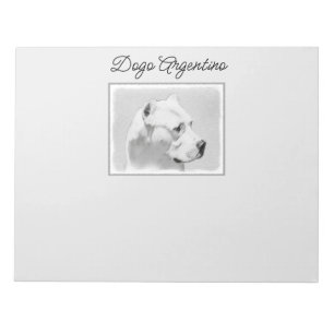 Bloco De Notas Pintura de Dogo Argentino - Arte de Cachorro Origi