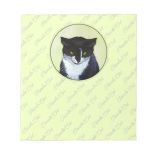 Bloco De Notas Pintura de Gato Tuxedo - Arte de Gato Original Cus