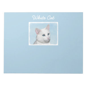 Bloco De Notas Pintura de Gatos Brancos - Arte de Gato Original B
