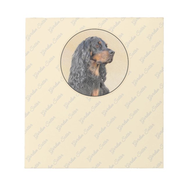 Bloco De Notas Pintura de Gordon Setter - Arte de Cachorro Origin (Frente)