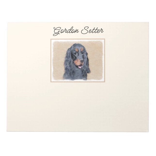 Bloco De Notas Pintura de Gordon Setter - Arte de Cachorro Origin (Frente)