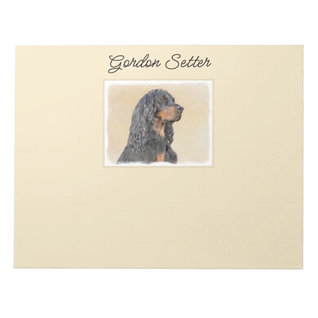 Bloco De Notas Pintura de Gordon Setter - Arte de Cachorro Origin (Frente)
