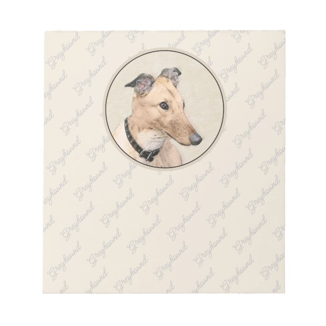 Bloco De Notas Pintura de Greyhound - Arte de Cachorro Original (Frente)