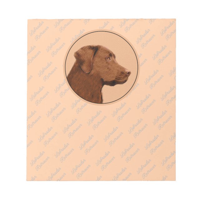 Bloco De Notas Pintura de Labrador Retriever (Chocolate) - Arte C (Frente)