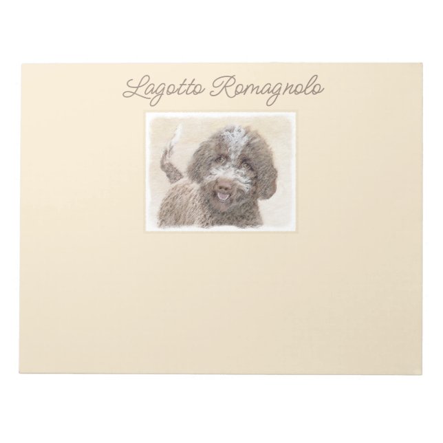 Bloco De Notas Pintura de Lagotto Romagnolo - Arte de Cachorro Or (Frente)