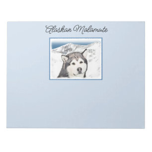 Bloco De Notas Pintura de Malamute no Alasca - Arte de Cachorro O