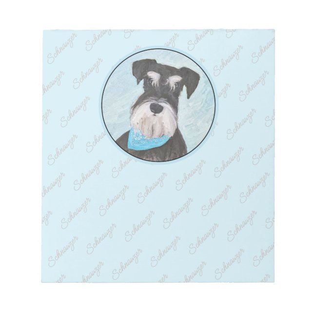Bloco De Notas Pintura de Schnauzer (Miniatura) - Cachorro Origin (Frente)