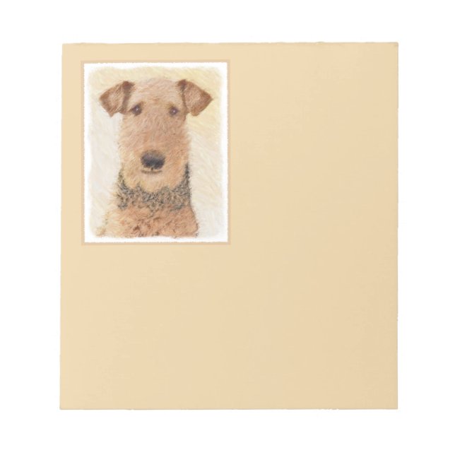 Bloco De Notas Pintura de Terrier Airedale - Arte original cômoda (Frente)