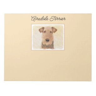 Bloco De Notas Pintura de Terrier Airedale - Arte original cômoda