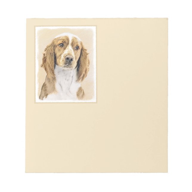 Bloco De Notas Pintura do Welsh Springer Spaniel - Arte Original  (Frente)