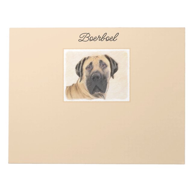 Bloco De Notas Pintura em Boerboel - Arte Cachorra Original (Frente)