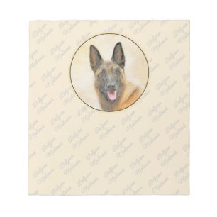 Bloco De Notas Pintura em Malinois Belga - Arte Cachorra Original