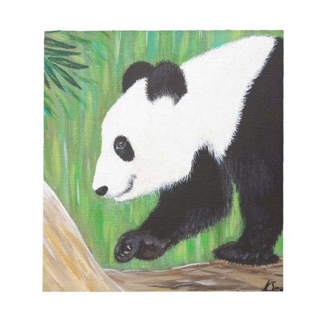 Bloco De Notas Pintura em Panda Feliz (Frente)