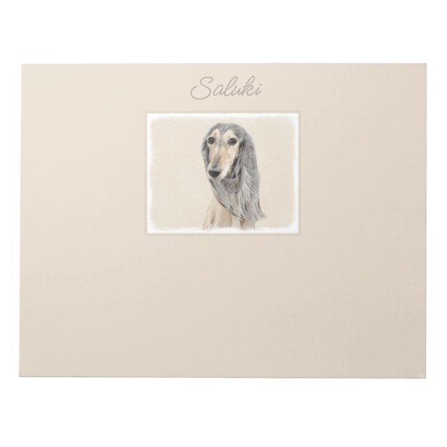 Bloco De Notas Pintura em Saluki (Fawn) - Arte de Cachorro Origin (Frente)