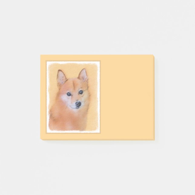 Bloco De Notas Pintura em Spitz Finlandês - Arte Cachorosa Origin (Frente)