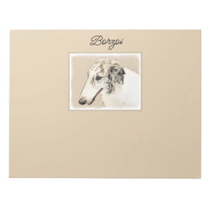 Bloco De Notas Pintura Original de Cachorro Borzoi (Silver Brindl