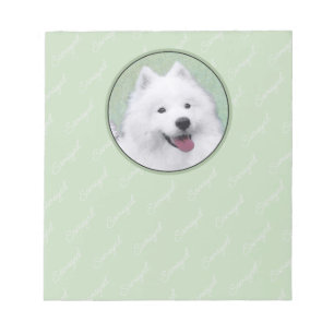 Bloco De Notas Pintura Samoyed - Arte Cachorosa Original