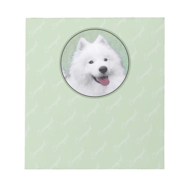 Bloco De Notas Pintura Samoyed - Arte Cachorosa Original (Frente)