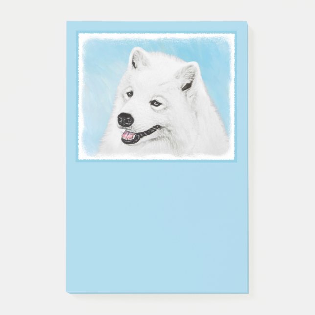 Bloco De Notas Pintura Samoyed - Arte Cachorosa Original (Frente)