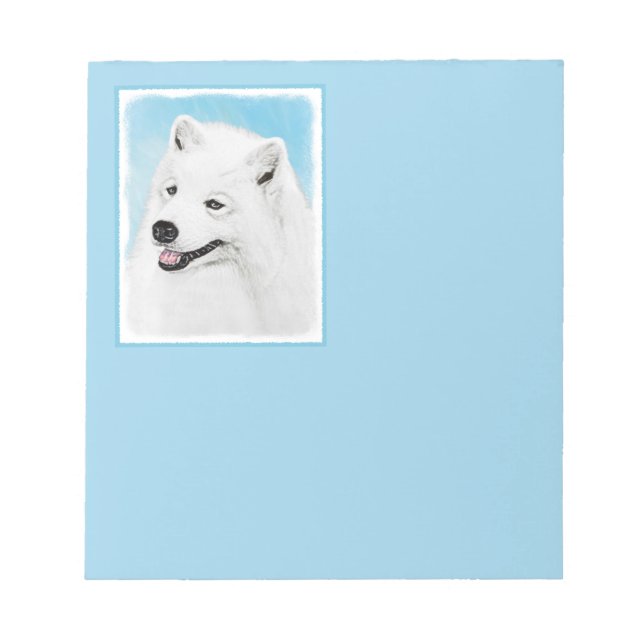 Bloco De Notas Pintura Samoyed - Arte Cachorosa Original (Frente)