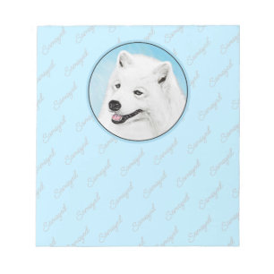 Bloco De Notas Pintura Samoyed - Arte Cachorosa Original