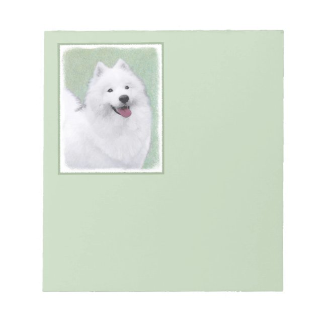 Bloco De Notas Pintura Samoyed - Arte Cachorosa Original (Frente)