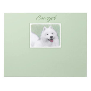 Bloco De Notas Pintura Samoyed - Notepad De Arte Cão Original Bon