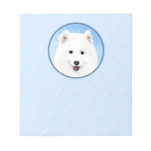 Bloco De Notas Pintura Samoyed Puppy - Arte Cachorra Original