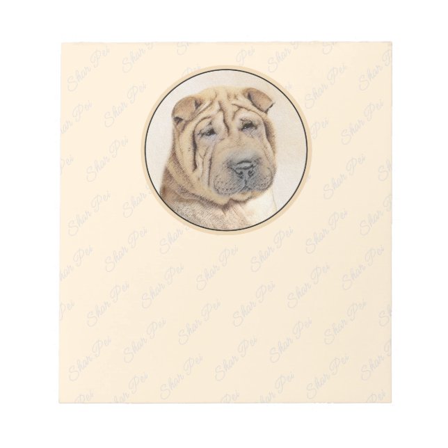 Bloco De Notas Pintura Shar Pei - Arte Cachorra Original (Frente)