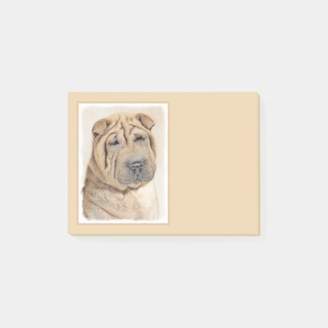 Bloco De Notas Pintura Shar Pei - Arte Cachorra Original (Frente)