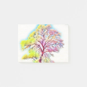 Bloco De Notas Pintura verde, rosa, azul, amarela, de uma árvore