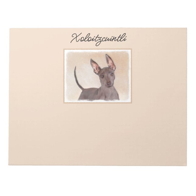 Bloco De Notas Pintura Xoloitzcuintli - Cachorro Original Bonito  (Frente)