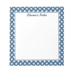 Bloco De Notas Pinturas Brancas em Azul com Texto Personalizado
