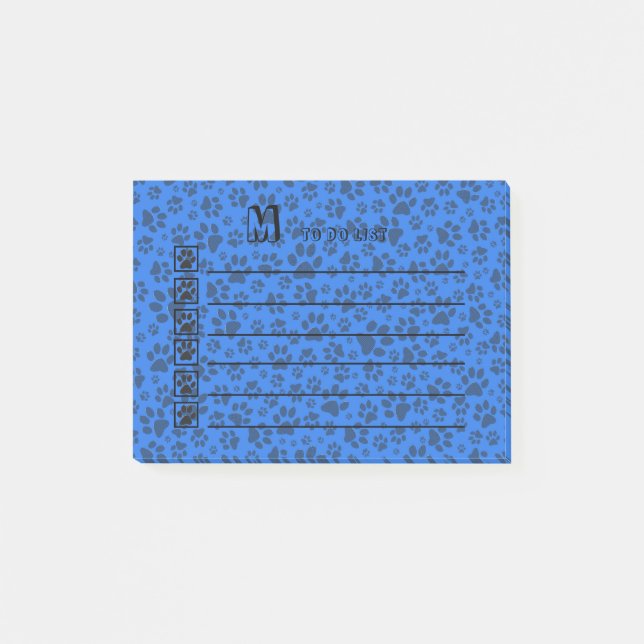 Bloco De Notas Pinturas de cães Bolinhas preto e branco em azul-t (Frente)