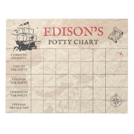 Bloco De Notas Pirate Map Potty Chart Nome e Tarefas Personalizad