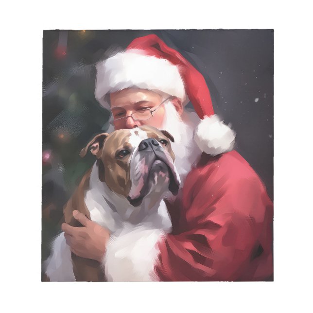Bloco De Notas Pitbull Com Papai Noel Festa de Natal (Frente)
