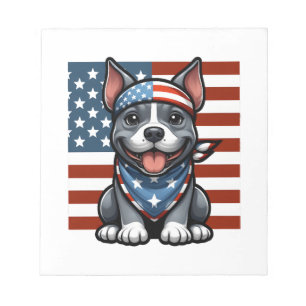 Bloco De Notas Pitbull Patriótico Bandeira Americana 4 de Julho C