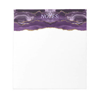 Bloco De Notas Placa de Nota Personalizada de Agato Roxo e Dourad