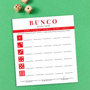 Bloco De Notas Placa de pontuação simples do Bunco vermelho e bra
