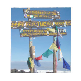 Bloco De Notas Placa indicativa no cume do Kilimanjaro Quênia