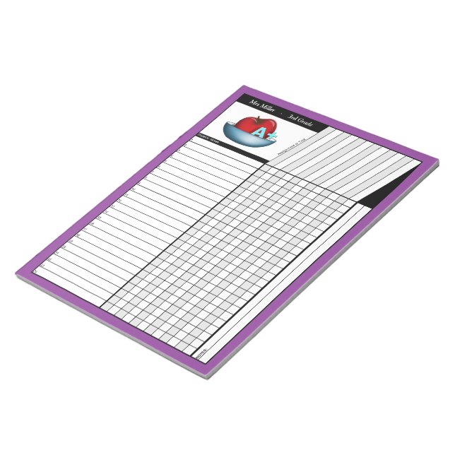 Bloco De Notas Placas Notepad Apple A+ Purple Teachers Grade (Inclinado)