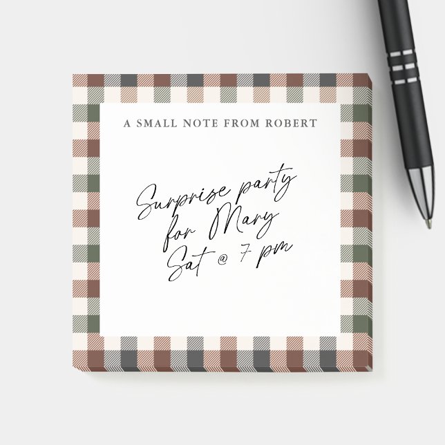 Bloco De Notas Plaid Rustic Earth Tones Small Sticky Notepad  (Criador carregado)