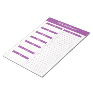 Bloco De Notas Planador semanal de refeições - roxo