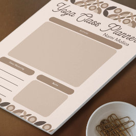 Bloco De Notas Planeador de Classe de Ioga Padrão Castanho Modern