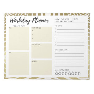 Bloco De Notas Planeador de Dias Úteis (impressão em ouro)