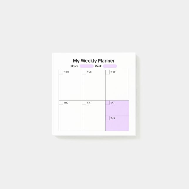 Bloco De Notas Planeador de Estudo Semanal (Frente)