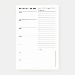Bloco De Notas Planeador de Estudo Semanal